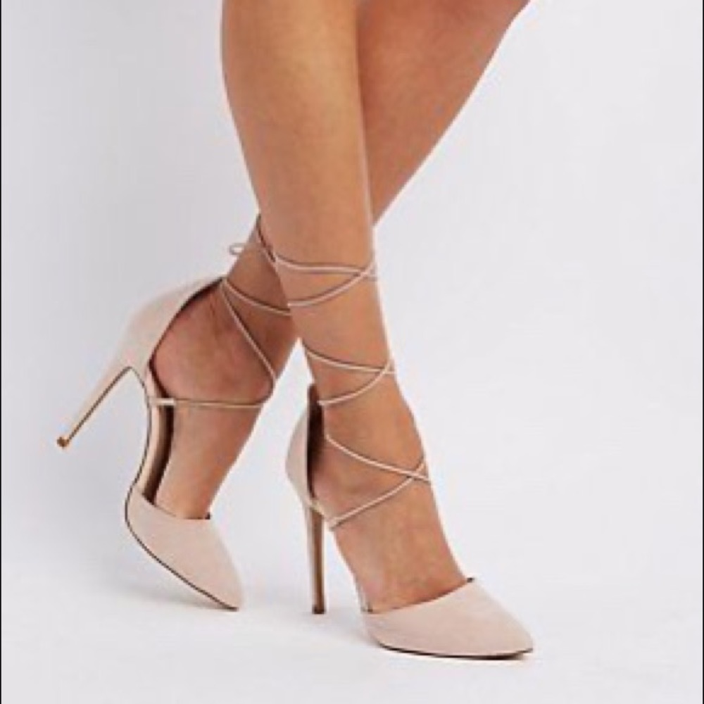 Charlotte Russe Gray Tie Up Pumps